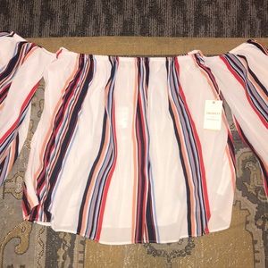 Off the shoulder striped top